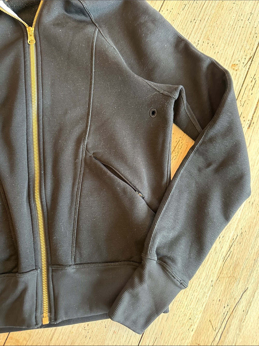 lululemon athletica Women’s Black Zip-Up Hoodie with Gold Zipper - Picture 2 of 4